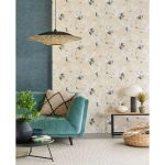 ELEGÁNS, REPÜLŐ DARUMADÁR MINTÁS DESIGN LUXUSTAPÉTA, BÉZS SZÍNBEN