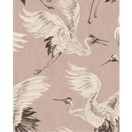   ELEGÁNS, REPÜLŐ DARUMADÁR MINTÁS DESIGN LUXUSTAPÉTA, RÓZSASZÍN SZÍNBEN