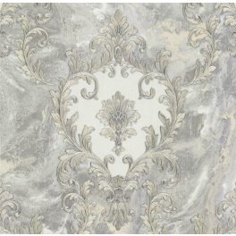   BAROKK MINTÁS FÉNYES LUXUSTAPÉTA SZÜRKE EZÜST ARANY SZÍNBEN