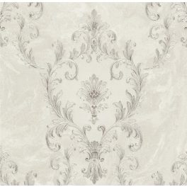BAROKK MINTÁS FÉNYES LUXUSTAPÉTA EKRÜ EZÜST SZÍNBEN