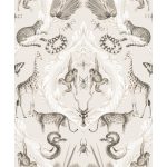 MODERN, VIDÁM SZAFARI ÁLLATOS TAPÉTA, TEXTIL HATÁSÚ BÉZS ALAPON