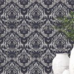 MODERN, VIDÁM SZAFARI ÁLLATOS TAPÉTA, TEXTIL HATÁSÚ KÉK ALAPON