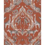 MODERN, VIDÁM SZAFARI ÁLLATOS TAPÉTA, TEXTIL HATÁSÚ TERRAKOTTA ALAPON
