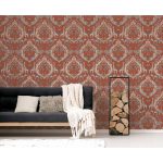 MODERN, VIDÁM SZAFARI ÁLLATOS TAPÉTA, TEXTIL HATÁSÚ TERRAKOTTA ALAPON