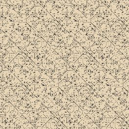   ELEGÁNS, MODERN TAPÉTA NATÚR ALAPON FEKETE GEOMETRIKUS VIRÁG MINTÁKKAL