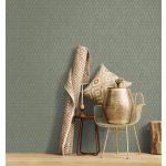 ELEGÁNS, GEOMETRIKUS, FÉMES ART DECO TAPÉTA TÜRKIZ ALAPON