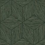 GEOMETRIAI ELEMEKKEL ÁBRÁZOLT LÓTUSZVIRÁG MINTÁS TEXTILHATÁSÚ TAPÉTA FÉMES ZÖLD SZÍNBEN