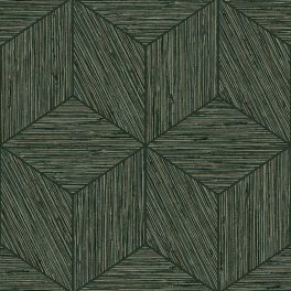 GEOMETRIAI ELEMEKKEL ÁBRÁZOLT LÓTUSZVIRÁG MINTÁS TEXTILHATÁSÚ TAPÉTA FÉMES ZÖLD SZÍNBEN