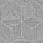 GEOMETRIAI ELEMEKKEL ÁBRÁZOLT LÓTUSZVIRÁG MINTÁS TEXTILHATÁSÚ TAPÉTA FÉMES SZÜRKE SZÍNBEN