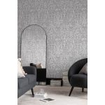 KLASSZIKUS BAROKK MINTÁS ANGOL DEKOR TAPÉTA, SZÜRKE ALAPON, FÉMES EZÜST MINTA