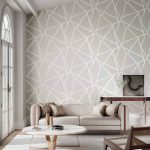 GEOMETRIAI MINTÁS ANGOL LUXUS TAPÉTA, VILÁGOS SZÜRKE ÉS FEHÉR SZÍNBEN