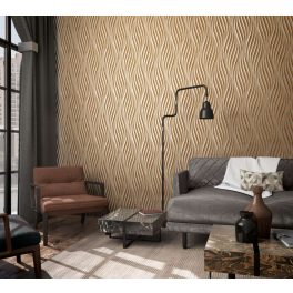   FÉMES HATÁSÚ MODERN, VINYL ,HULLÁM MINTÁS TAPÉTA, ARANY SZÍNBEN