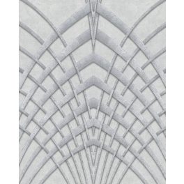   BÁRSONY HATÁSÚ ART DECO TAPÉTA EZÜST GEOMETRIKUS MINTÁVAL SZÜRKE ALAPON