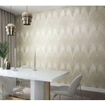BÁRSONY HATÁSÚ ART DECO TAPÉTA ARANY GEOMETRIKUS MINTÁVAL BÉZS ALAPON