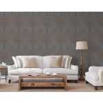 BÁRSONY HATÁSÚ ART DECO TAPÉTA BRONZ GEOMETRIKUS MINTÁVAL BARNA ALAPON