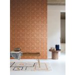 GEOMETRIKUS INDIAI TECHNIKÁT IDÉZŐ LUXUSTAPÉTA TERRAKOTTA SZÍNBEN