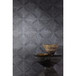 GEOMETRIKUS INDIAI TECHNIKÁT IDÉZŐ LUXUSTAPÉTA FEKETE SZÍNBEN