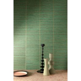   TEXTILHATÁSÚ OSZTOTT MEGJELENÉSŰ LUXUSTAPÉTA ZÖLD SZÍNBEN