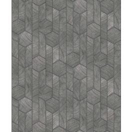   MODERN, GEOMETRIAI SOKSZÖG MINTÁS TAPÉTA FAEREZETES SÖTÉTSZÜRKE SZÍNBEN
