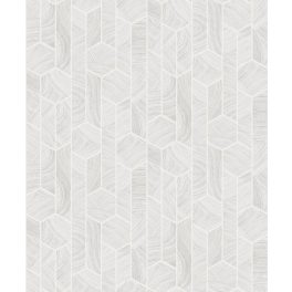   MODERN, GEOMETRIAI SOKSZÖG MINTÁS TAPÉTA FAEREZETES VILÁGOSSZÜRKE SZÍNBEN
