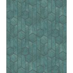 MODERN, GEOMETRIAI SOKSZÖG MINTÁS TAPÉTA FAEREZETES TÜRKIZ SZÍNBEN