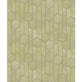   MODERN, GEOMETRIAI SOKSZÖG MINTÁS TAPÉTA FAEREZETES MUSTÁRSÁRGA SZÍNBEN