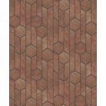 MODERN, GEOMETRIAI SOKSZÖG MINTÁS TAPÉTA FAEREZETES TERRAKOTTA SZÍNBEN