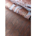 MODERN, GEOMETRIAI SOKSZÖG MINTÁS TAPÉTA FAEREZETES TERRAKOTTA SZÍNBEN