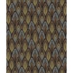 ART DECO, GEOMETRIAI TAPÉTA TOLLSZERŰ MINTÁVAL ARANY BRONZ BARNA SZÍNEKBEN