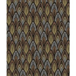   ART DECO, GEOMETRIAI TAPÉTA TOLLSZERŰ MINTÁVAL ARANY BRONZ BARNA SZÍNEKBEN