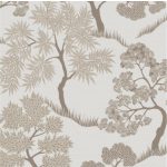 MŰVÉSZI, STILIZÁLT FÁS MINTÁZATÚ ELEGÁNS TAPÉTA, BÉZS ÉS TAUPE SZÍN