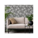 ELEGÁNS, TRÓPUSI NÖVÉNYVILÁG MINTÁS DESIGN TAPÉTA, TAUPE SZÍNEKBEN