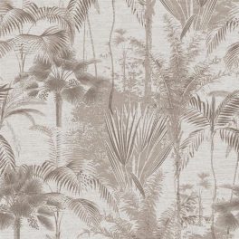   ELEGÁNS, TRÓPUSI NÖVÉNYVILÁG MINTÁS DESIGN TAPÉTA, BÉZS ÉS TAUPE SZÍNEKBEN