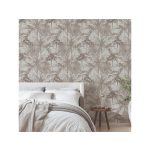 ELEGÁNS, TRÓPUSI NÖVÉNYVILÁG MINTÁS DESIGN TAPÉTA, BÉZS ÉS TAUPE SZÍNEKBEN