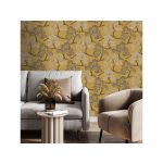 MŰVÉSZI, STILIZÁLT FÁS MINTÁZATÚ ELEGÁNS TAPÉTA, OKKERSÁRGA SZÍN