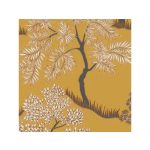 MŰVÉSZI, STILIZÁLT FÁS MINTÁZATÚ ELEGÁNS TAPÉTA, OKKERSÁRGA SZÍN