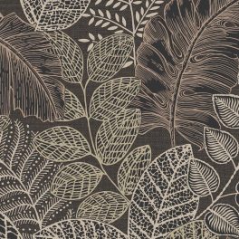   BOHÉM, GAZDAGON DÍSZÍTETT LEVÉLMINTÁS TAPÉTA, CSOKOLÁDÉBARNA SZÍNEKBEN
