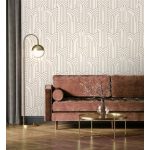 ART DECO STÍLUSÚ TAPÉTA FEHÉR ALAPON ARANY SZÍNŰ MINTÁVAL