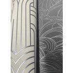 ART DECO STÍLUSÚ TAPÉTA FEHÉR ALAPON EZÜST SZÍNŰ MINTÁVAL