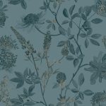 ROMANTIKUS TAPÉTA TÜRKIZ ARANY VIRÁGOKKAL TÜRKIZ ALAPON