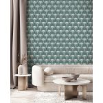 GEOMETRIKUS ART DECO TAPÉTA, ZÖLD SZÍNBEN