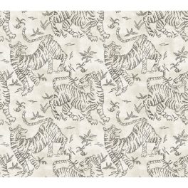   "ORLY" TIGRIS MINTÁS LUXUS TAPÉTA, FEHÉR ALAPON SZÜRKE SZÍNBEN