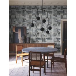 SÖTÉTKÉK GEOMETRIAI MINTÁS LUXUS TAPÉTA