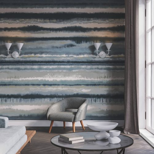 LUXUS PANEL TAPÉTA, VÍZSZINTES ECSETVONÁSOKKAL, KÉK SZÍNBEN